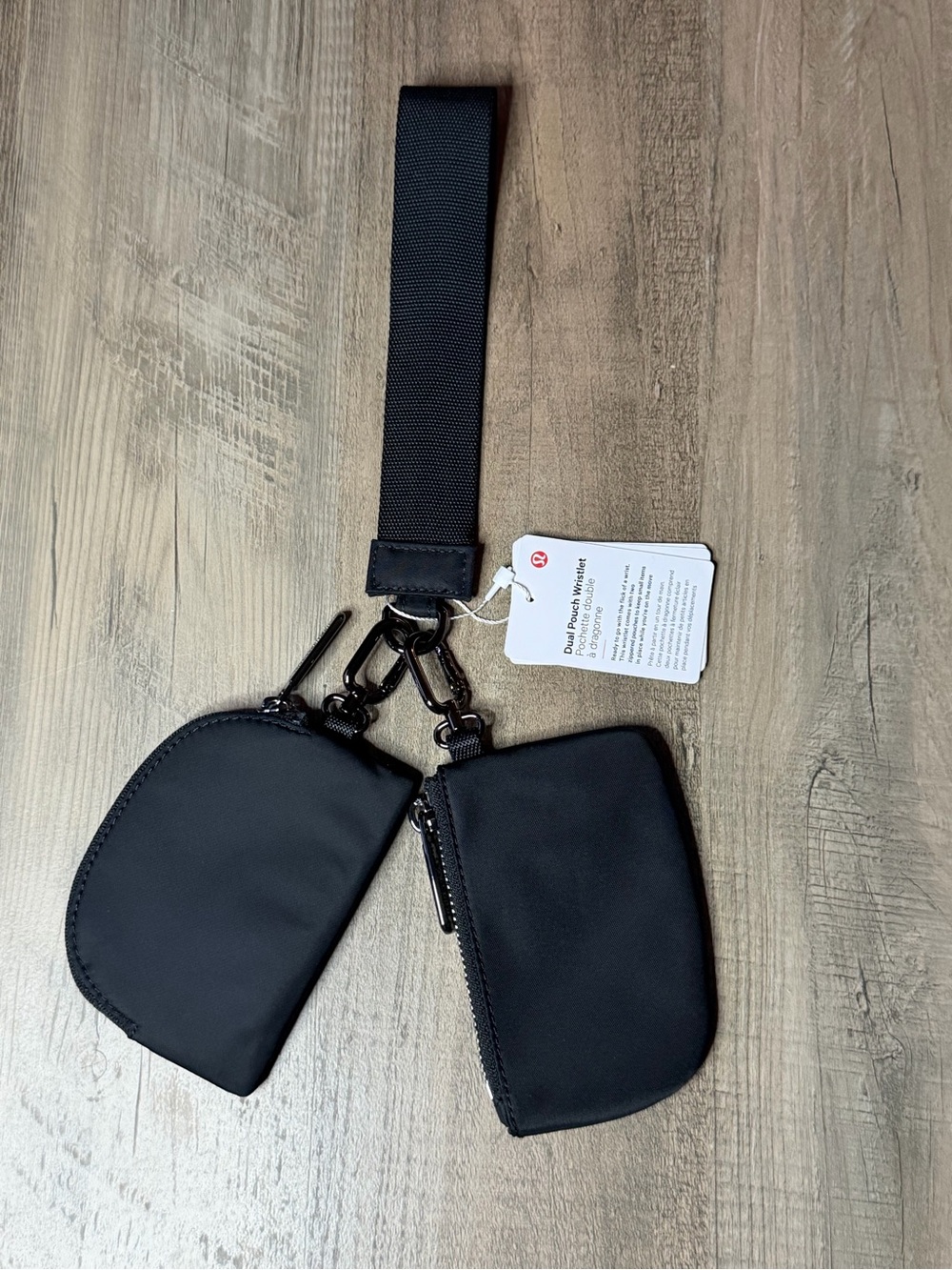 NWT Lululemon Dual Pouch Wristlet *Black w/ gunmetal*